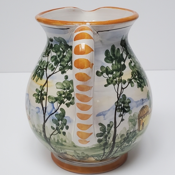 Italian Pottery Pitcher Handpainted Signed Made in Italy - Picture 5 of 10